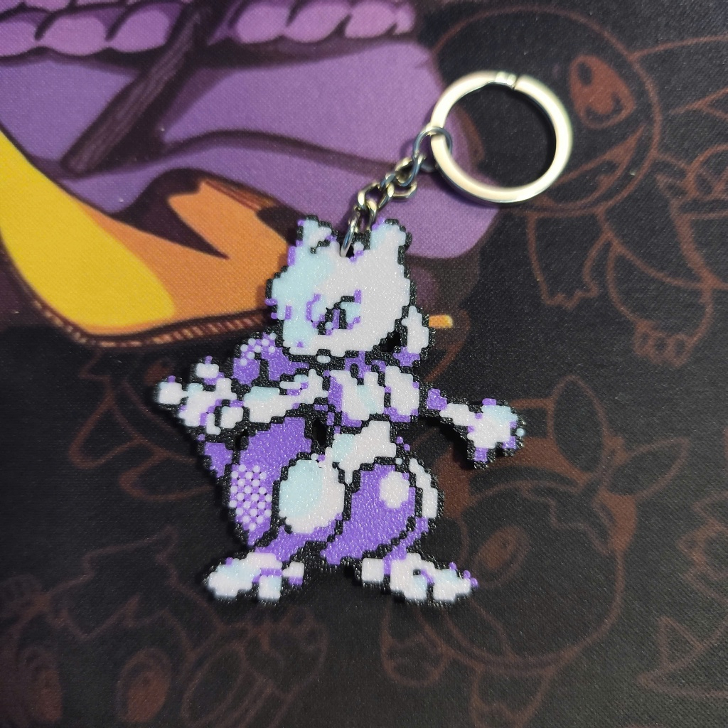Móc Khóa Pokemon Mewtwo Phong Cách Pixel Art in 3D