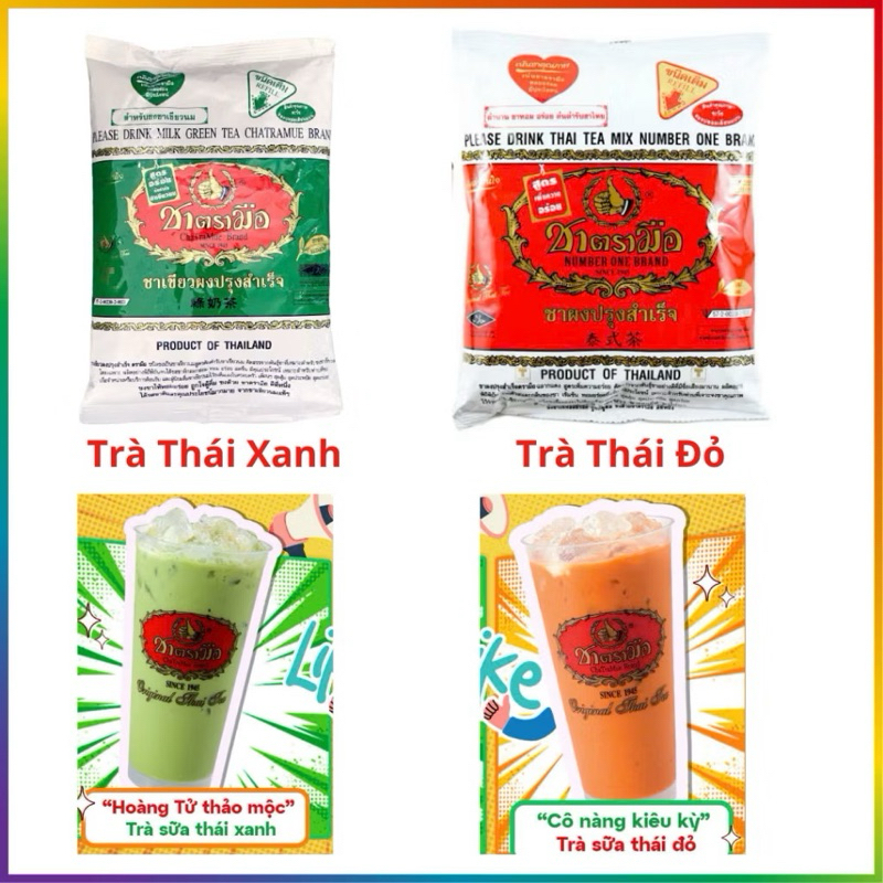 Trà Thái Xanh (200g) & Trà thái Đỏ (400g) Chatramue – Nguyên Liệu Pha Trà Sữa Đậm Vị
