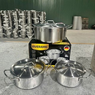 BỘ NỒI FIVERAMIC INOX 3 CÁI THÂN CAO (hàng tốt)