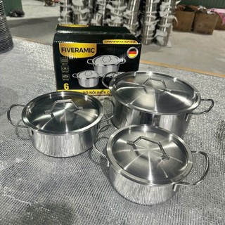 BỘ NỒI FIVERAMIC INOX 3 CÁI THÂN CAO (hàng tốt)