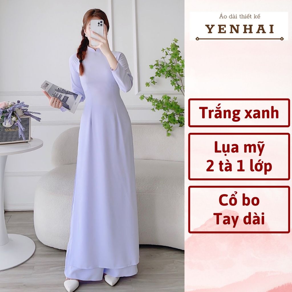 Áo dài trắng phù hợp mới học sinh sinh viên chất lụa mỹ thiết kế tay dài cổ bo