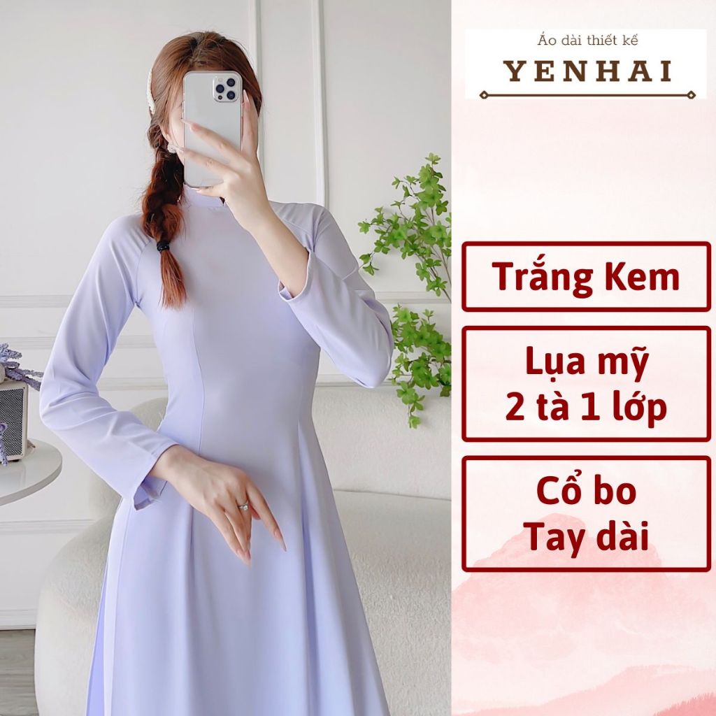Áo dài trắng phù hợp mới học sinh sinh viên chất lụa mỹ thiết kế tay dài cổ bo