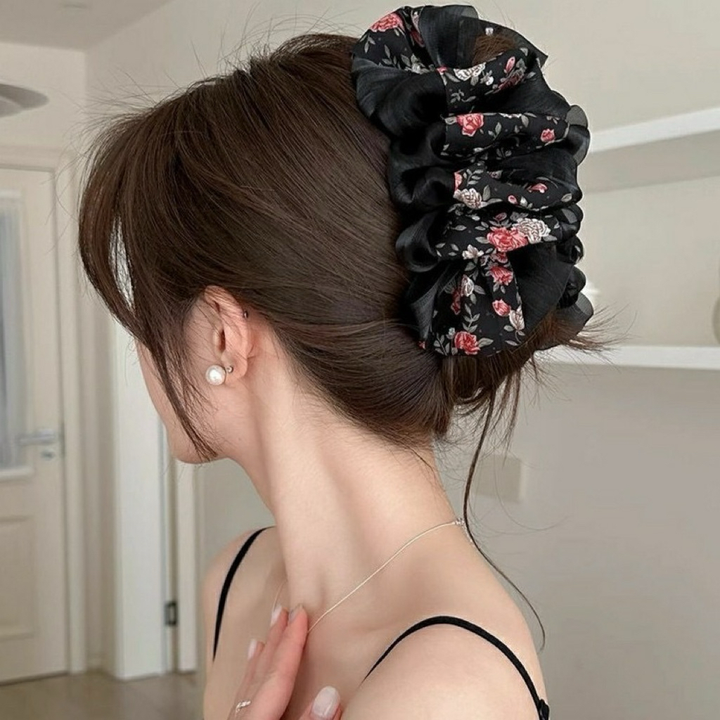 Kẹp tóc De Merci Accessoris nơ phồng bồng bềnh lớn, kẹp hoa nhẹ nhàng phong cách tiểu thư Hàn Quốc sang trọng