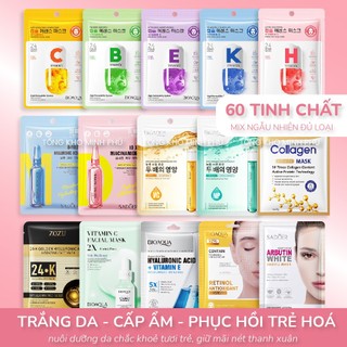[COMBO 30] Mặt Nạ Giấy Dưỡng Da Cao Cấp Mask Đắp Mặt Trắng Da, Cấp Ẩm, Giảm Mụn Từ Trái Cây, Vitamin, Tinh Chất Serum