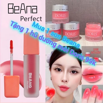 [ Tặng hũ dưỡng môi] Son kem lì Beana, không chì, chất son nhung mịn lì, lên môi không khô, không bết dính