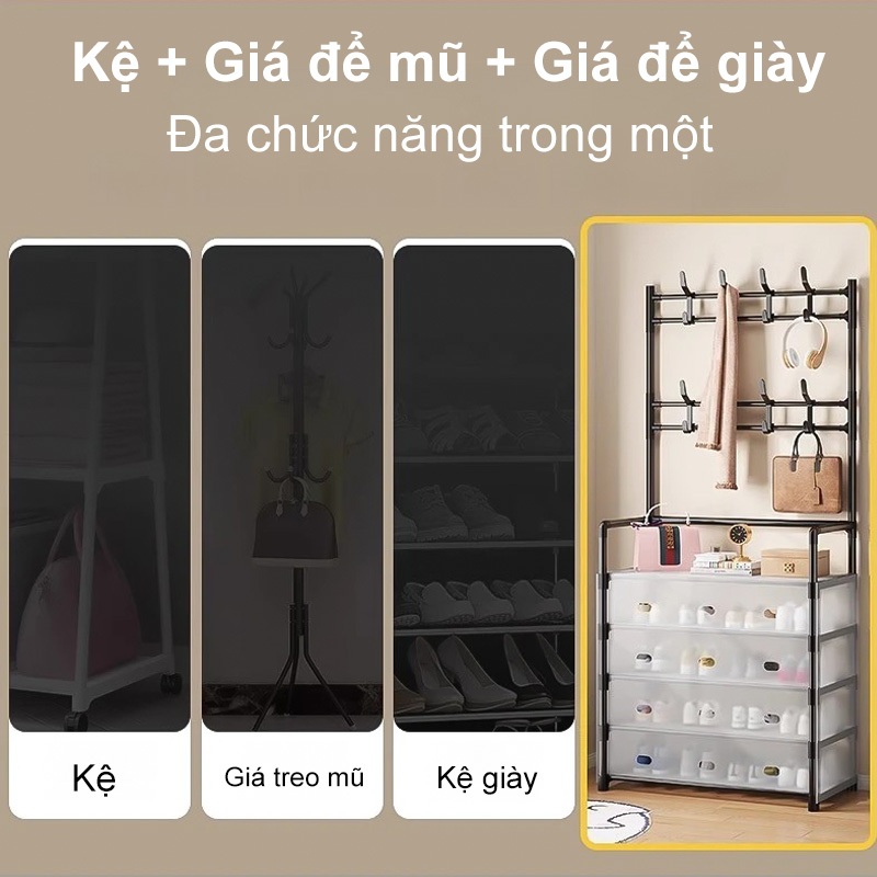 𝐎𝐥𝐢𝐟𝐞 Kệ Để Giày 4-5 Tầng Dép Có Màng Chắn Bụi  Kệ Giày Dép 4-5 Tầng Khung Thép Carbon Tặng Kèm 8 Móc Treo Đồ