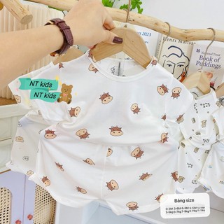 Combo 3-5 Bộ Cộc Tay Cho Bé Thun Lạnh Vải Petit,Bộ Quần Áo Mềm Mát Mùa Hè Bé Trai Bé Gái 3-13kg PL19