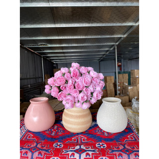 Lọ hoa gốm sứ men mát dáng giỏ cua trơn mini cao 14cm - Bát Tràng