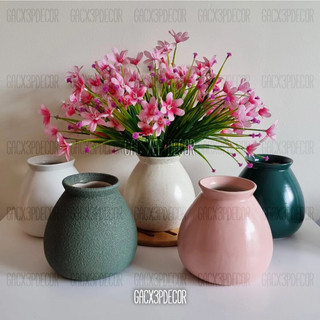 Lọ hoa gốm sứ men mát dáng giỏ cua trơn mini cao 14cm - Bát Tràng