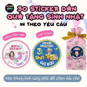 Sticker Dán Quà Tặng Sinh Nhật Theo Yêu Cầu - In Tên & Hình Ảnh - Chống Thấm/Tag Treo ColorBoomshop