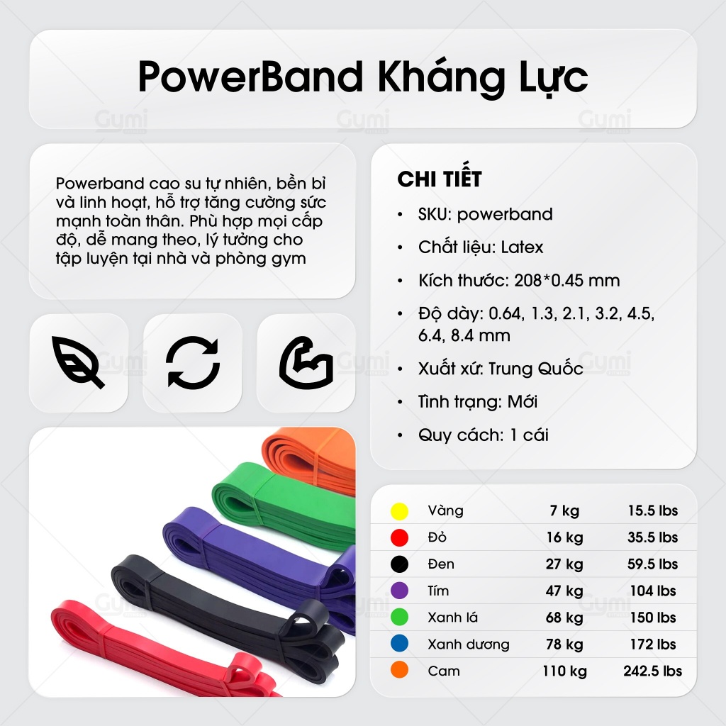 Dây Kháng Lực Powerband, Đa Năng Hỗ Trợ Tập Luyện Powerband - Dây Kháng Lực Tập Toàn Thân - Powerband