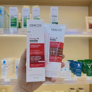 Combo Dầu Gội - Xả phục hồi, giảm rụng tóc Vichy Dercos Energy+ Aminexil Niacinamide Stimulating Shampoo Hairloss 200ML