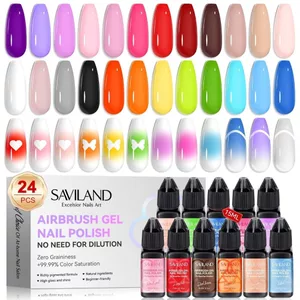Bộ 24 màu sơn gel Airbrush không cần pha loãng SAVILAND Gel Nail