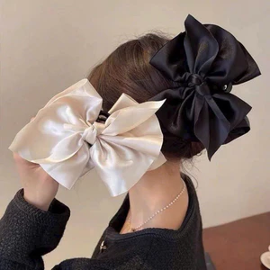 🌸 Kẹp Tóc Nơ Satin Bản To, Nơ Chấm Bi Sang Trọng – Phụ Kiện Tóc Nữ Hàn Quốc