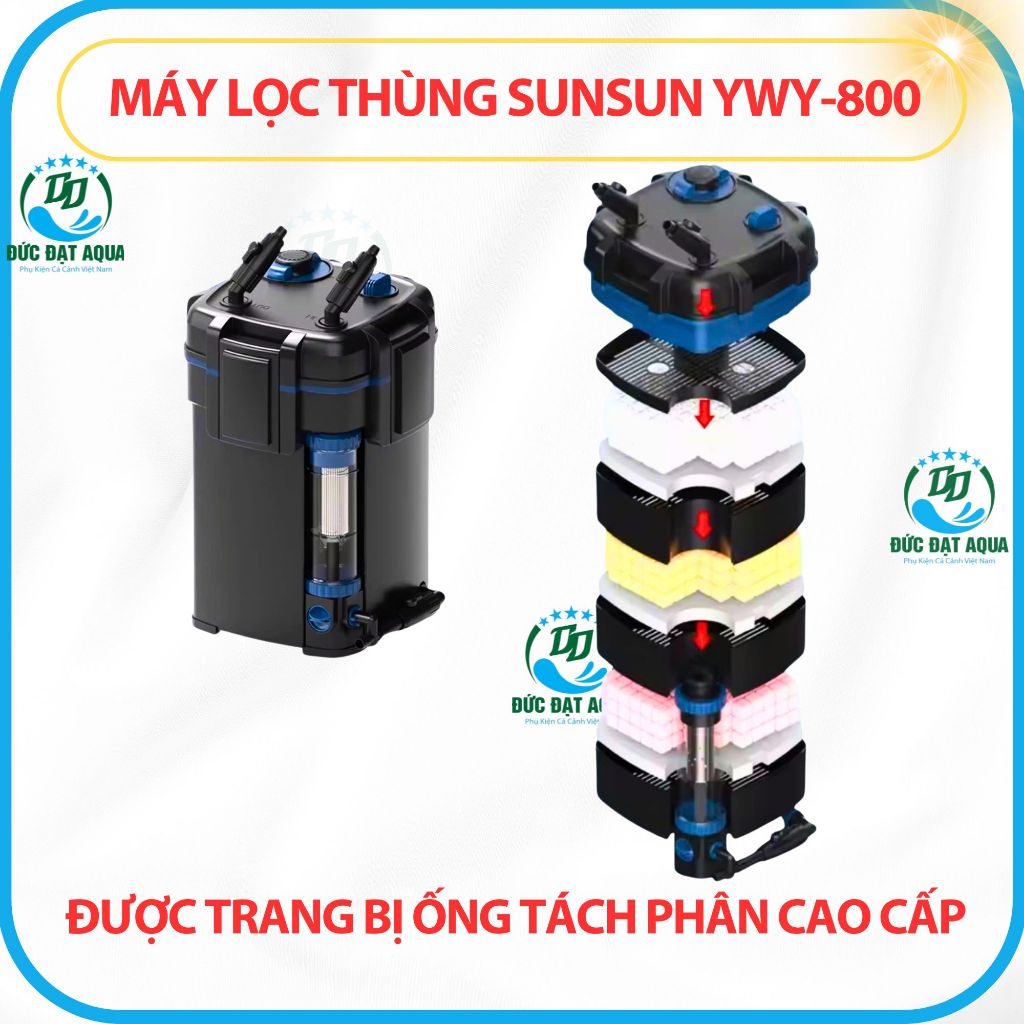 máy lọc thùng sunsun ywy-800 ĐƯỢC TRANG BỊ ỐNG TÁCH PHÂN CAO CẤP CHO BỂ CÁ 5