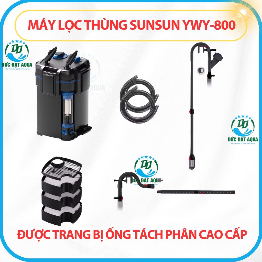 máy lọc thùng sunsun ywy-800 ĐƯỢC TRANG BỊ ỐNG TÁCH PHÂN CAO CẤP CHO BỂ CÁ 6