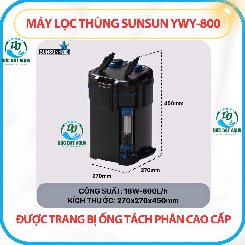máy lọc thùng sunsun ywy-800 ĐƯỢC TRANG BỊ ỐNG TÁCH PHÂN CAO CẤP CHO BỂ CÁ 7