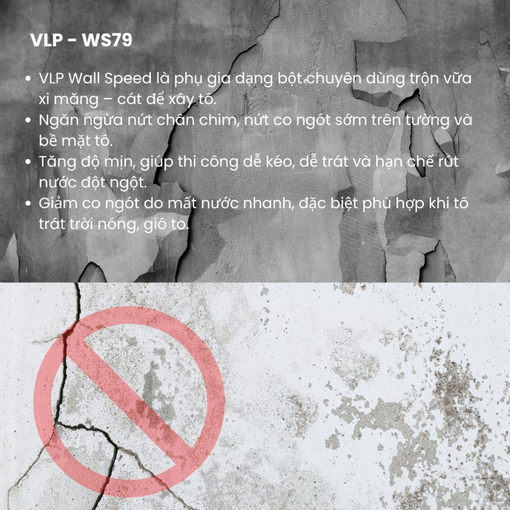 VLP Wall Speed – Phụ gia chống nứt, tăng độ bám cho vữa tô trát dùng cho vữa xây trát