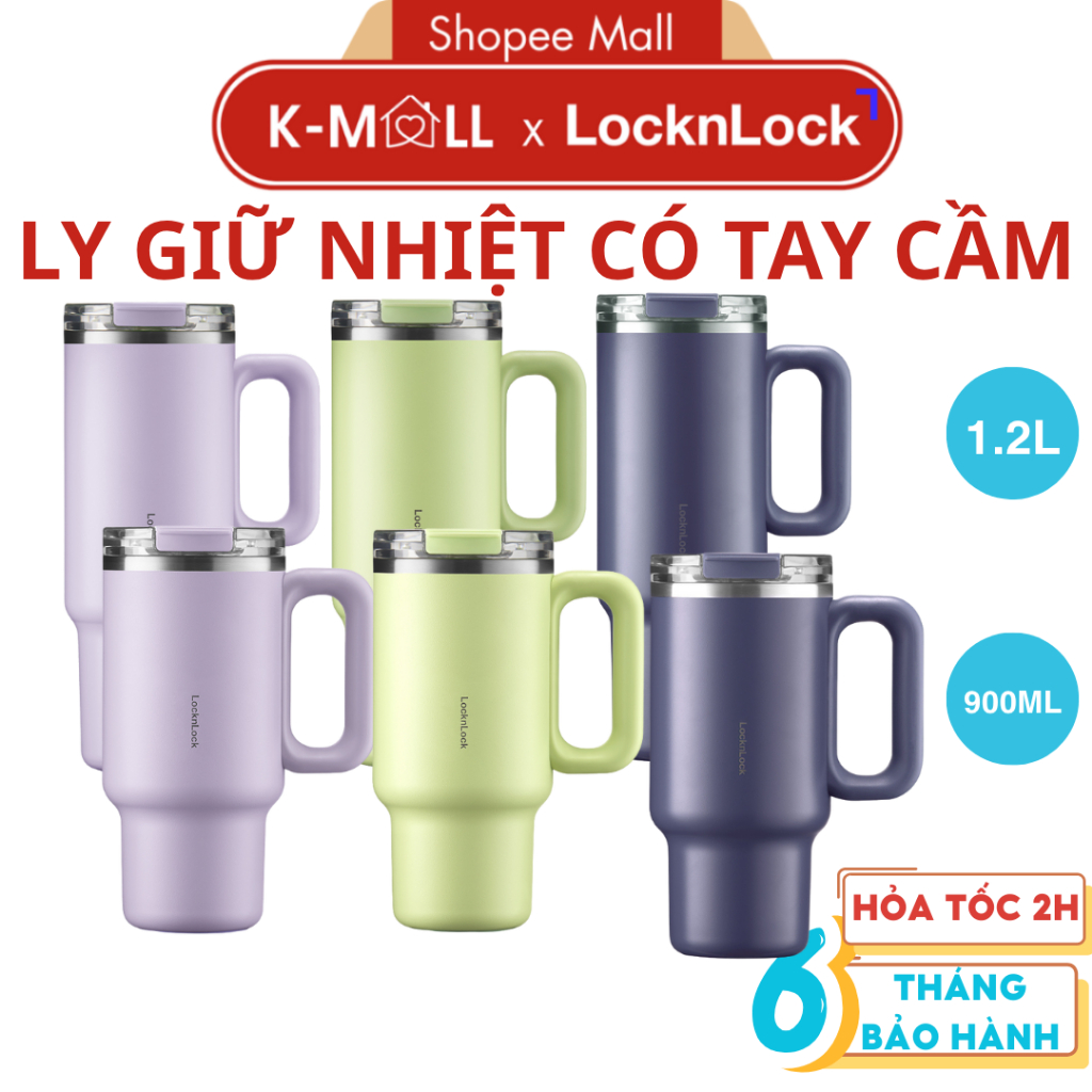 Ly Giữ Nhiệt LocknLock Balance Grip Tumbler LHC4397 900ml và LHC4398 1.2L, Có Tay Cầm - K-MALL