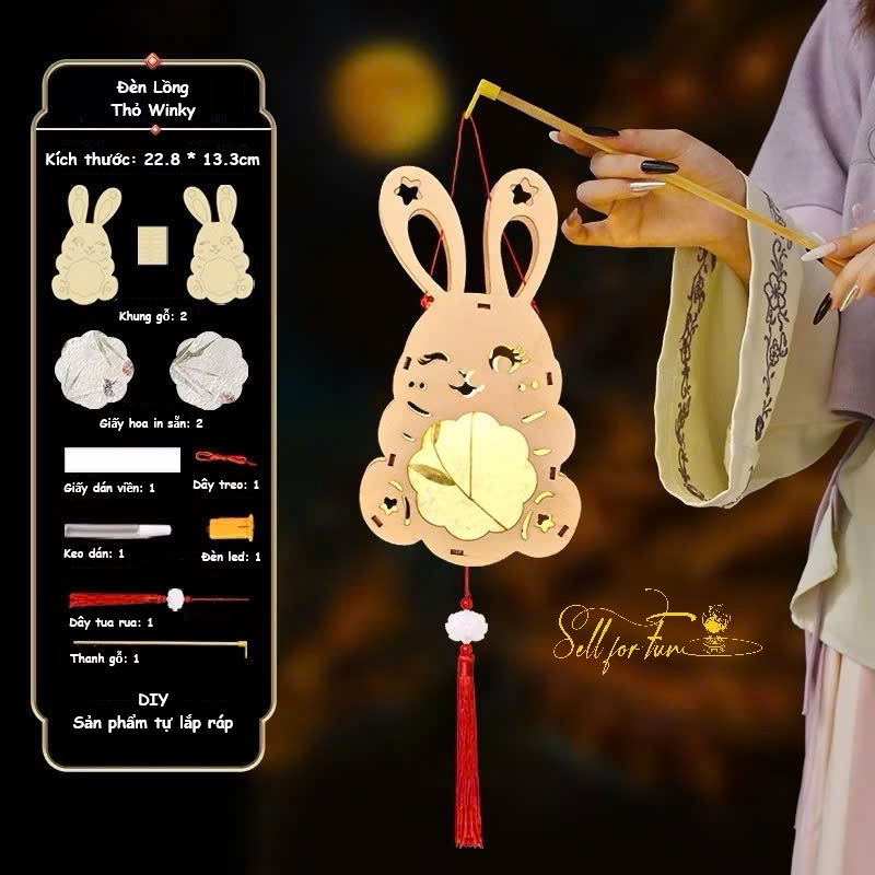 Lồng Đèn Trung Thu Gỗ Lắp Ráp Lồng Đèn Trang Trí DIY