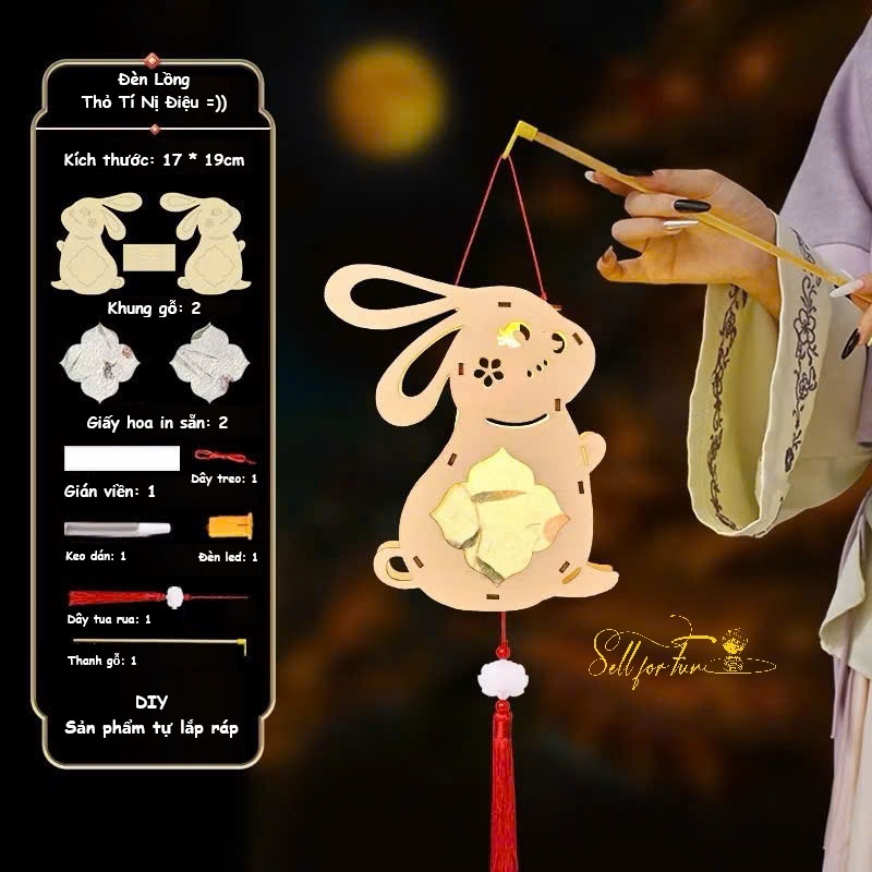 Lồng Đèn Trung Thu Gỗ Lắp Ráp Lồng Đèn Trang Trí DIY