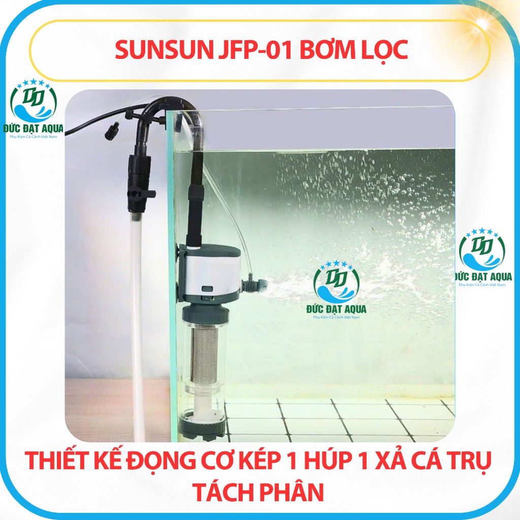 MÁY BƠM LỌC BỂ CÁ BỂ THỦY SINH SUNSUN JFP-01 THIẾT KẾ ĐỘNG CƠ KÉP CÓ TRỤ TÁCH PHÂN 4