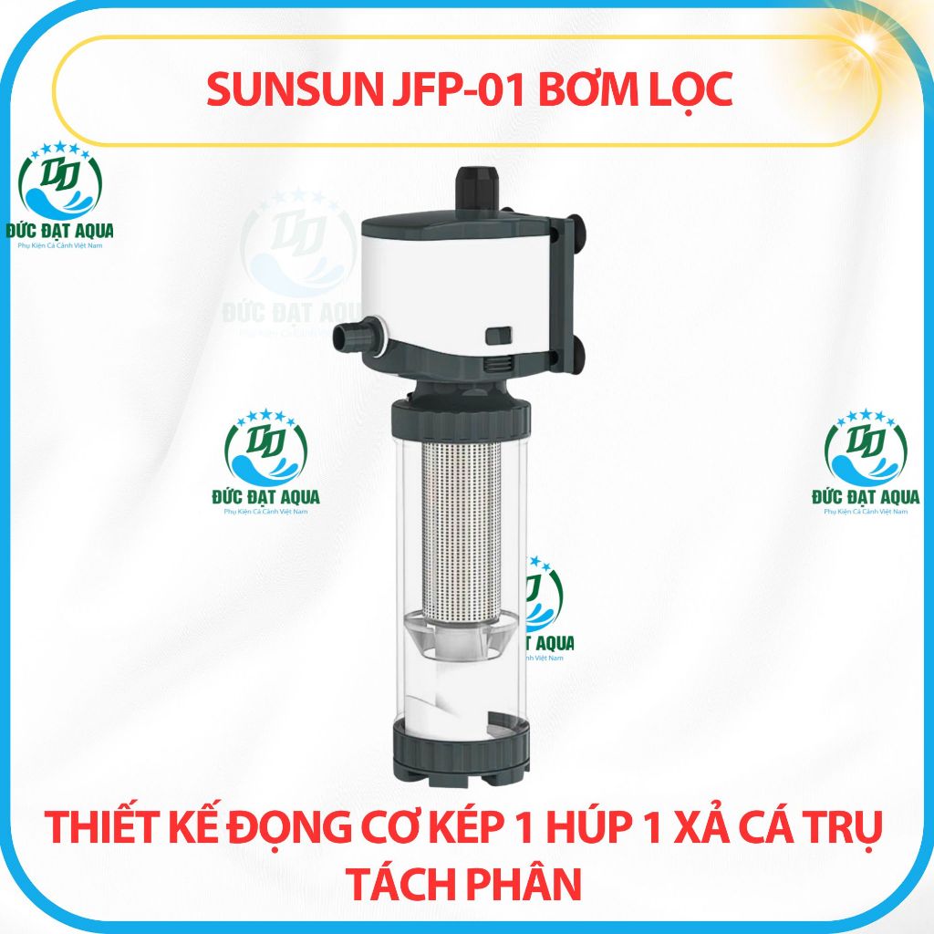 MÁY BƠM LỌC BỂ CÁ BỂ THỦY SINH SUNSUN JFP-01 THIẾT KẾ ĐỘNG CƠ KÉP CÓ TRỤ TÁCH PHÂN 7
