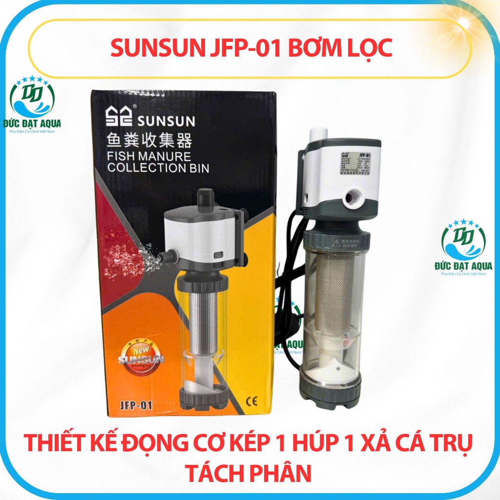 MÁY BƠM LỌC BỂ CÁ BỂ THỦY SINH SUNSUN JFP-01 THIẾT KẾ ĐỘNG CƠ KÉP CÓ TRỤ TÁCH PHÂN 3