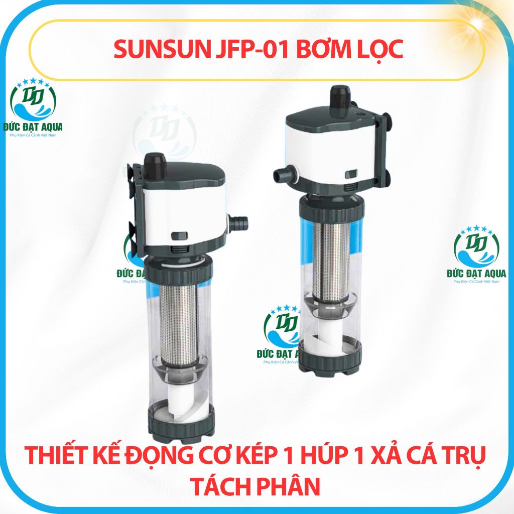 MÁY BƠM LỌC BỂ CÁ BỂ THỦY SINH SUNSUN JFP-01 THIẾT KẾ ĐỘNG CƠ KÉP CÓ TRỤ TÁCH PHÂN 8