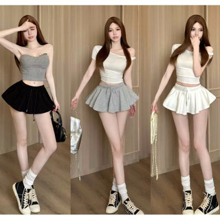 Chân váy nữ nỉ ngắn tôn dáng xếp ly lưng cao xoè trắng đen xám năng động có quần bảo hộ VANISA CV46