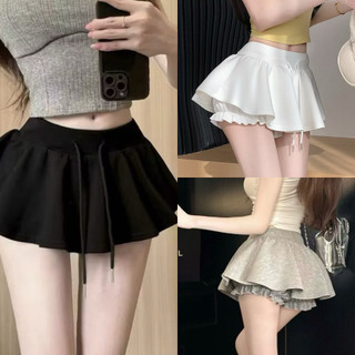 Váy tennis nữ nỉ ngắn xòe có quần bảo hộ màu xám đen trắng basic VANISA CV46