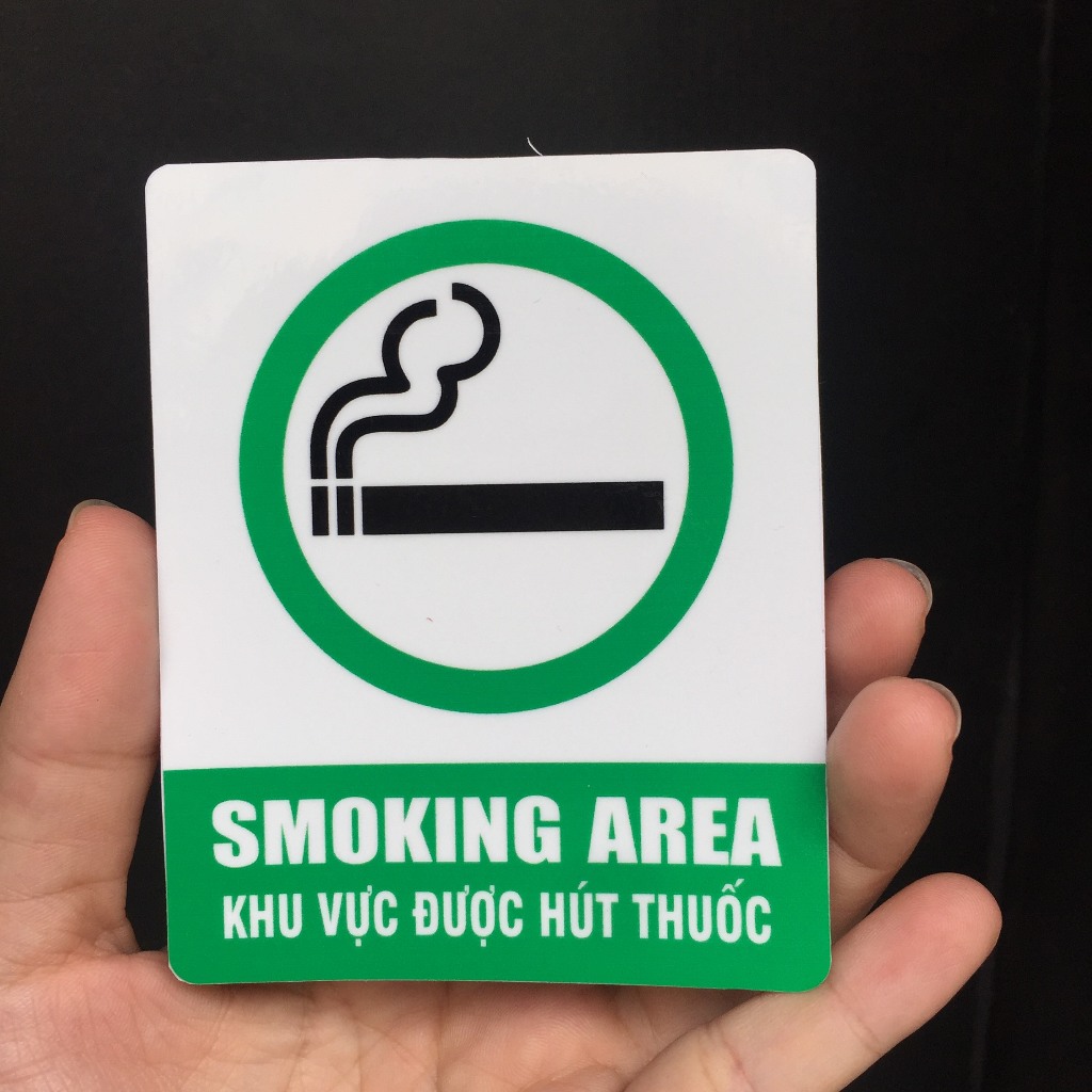 Biển báo khu vực không hút thuốc, bảng cảnh báo, No smoking. Decal cao cấp chống nước, không bay màu