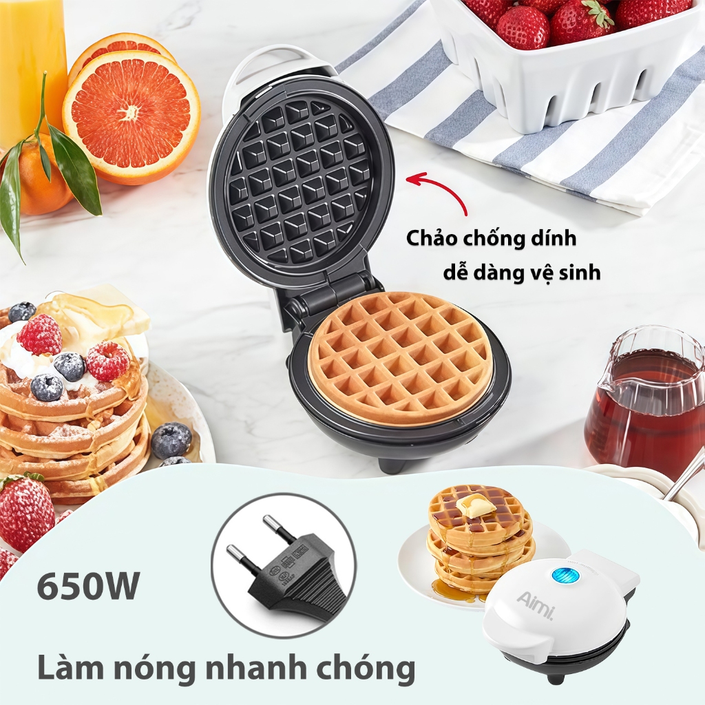 Máy Nướng Bánh bồi thường nếu hư hỏng, Máy Làm Bánh Quế Bánh Tổ Ong Waffle Màu Trắng
