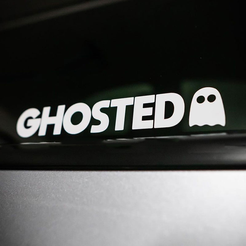 GHOSTED ma đáng yêu. Decal trang trí mũ bảo hiểm, xe hơi, xe máy, laptop, máy tính...Chống thấm nước