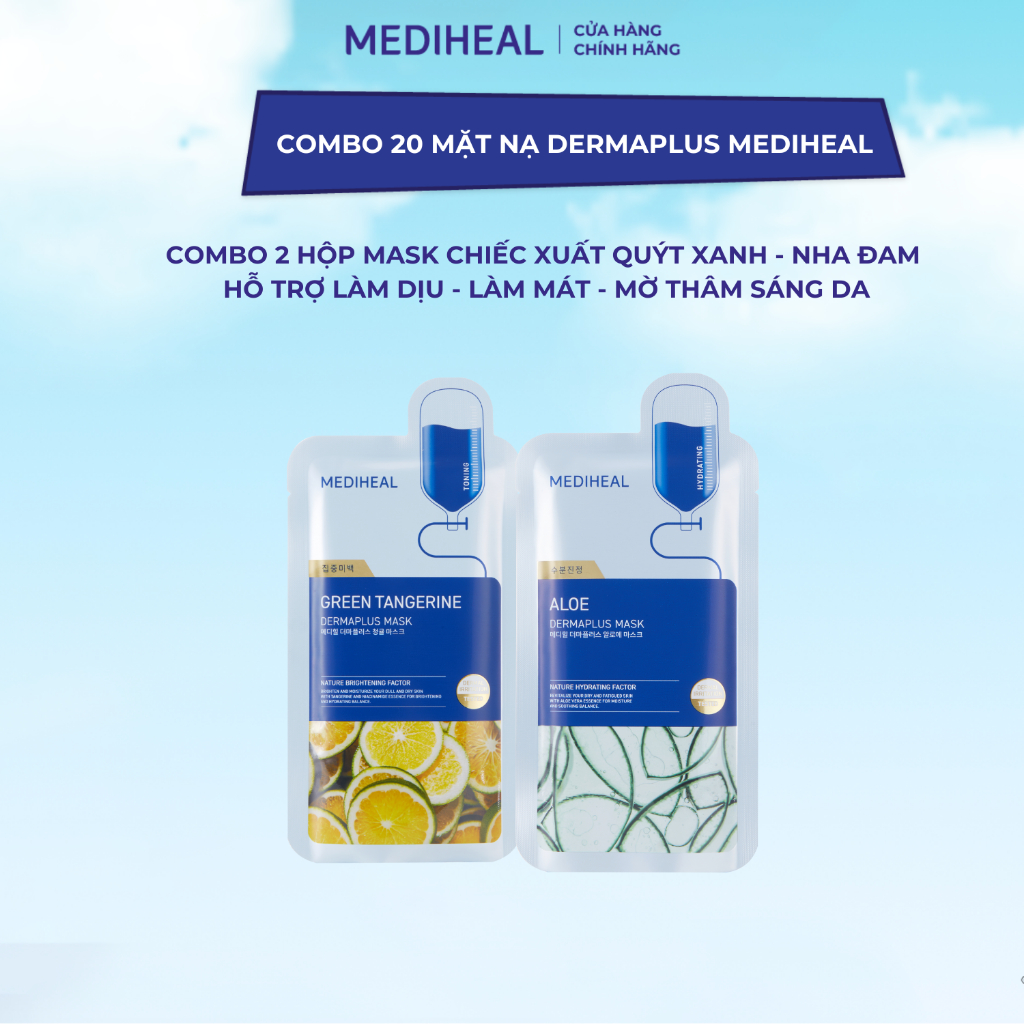 Combo 20 Mặt Nạ Mediheal Dermaplus Solution Mask Quýt Xanh + Nha Đam ...