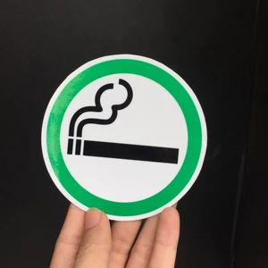 Biển báo tròn 10x10cm Khu vực được hút thuốc. Decal logo cảnh báo chú ý chống nước. Smoking area