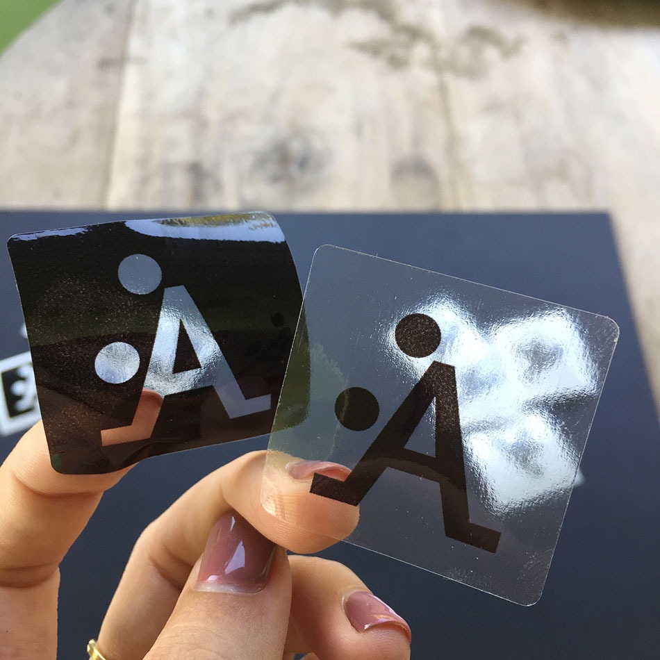 Combo 4 logo chữ AA [4 x 4cm] bựa nhân trong suốt xuyên thấu. Decal cao cấp chống nước không bay màu