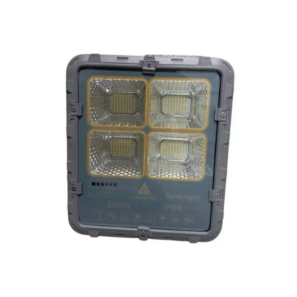 ĐÈN PHA NĂNG LƯỢNG MẶT TRỜI 200W QF - Hiệu LINGZHAO vỏ nhôm kháng bụi, kháng nước IP66 có Remote