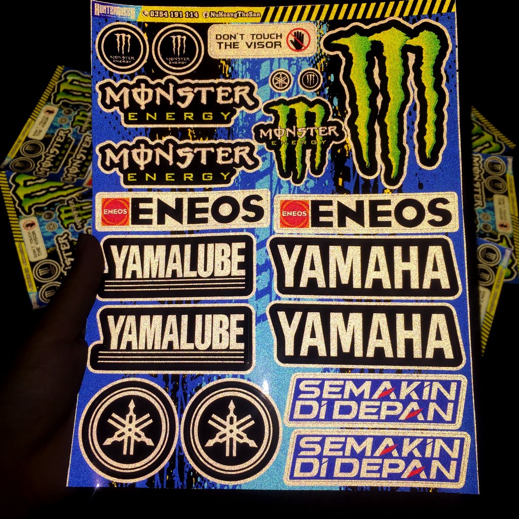 [Quà Tặng] Trọn bộ decal phản quang 3M dán xe YAMAHA. Chất liệu cao cấp (19x24.5cm)