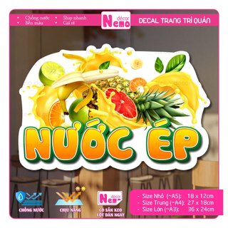 Decal Trang Trí Nước Ép, Tranh Dán Quán Nước, Cà Phê, Dán Tường, Tủ, Kính, Xe Đẩy - Sticker Chịu Được Mưa Nắng.