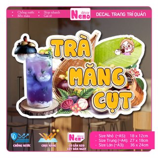 Decal Trang Trí Trà Măng Cụt, Tranh Dán Quán Nước, Cà Phê, Dán Tường, Tủ, Kính, Xe Đẩy - Sticker Chịu Được Mưa Nắng.