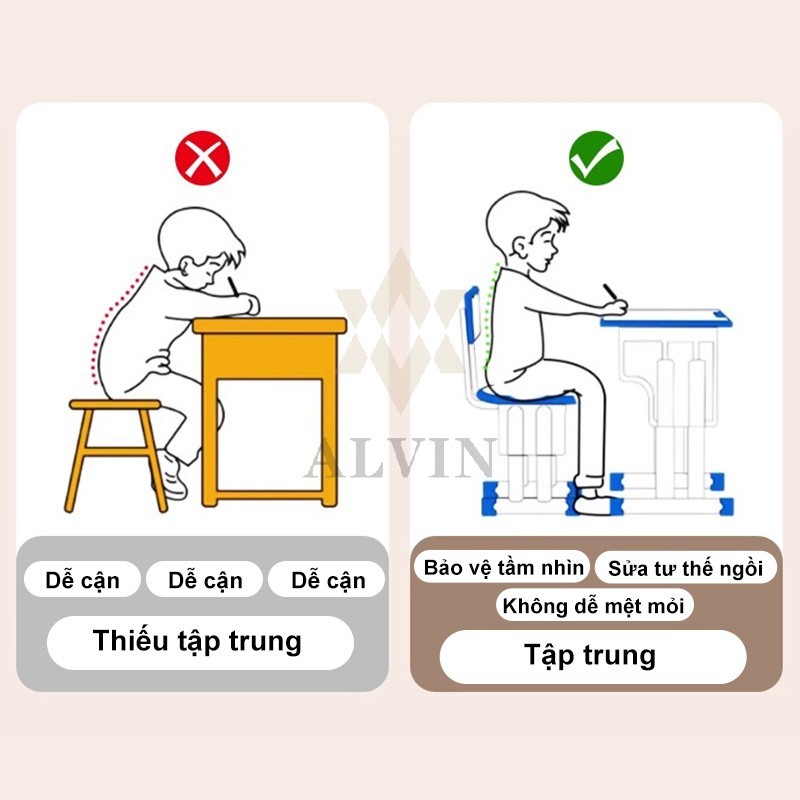 AIVIN Bộ bàn ghế học sinh bàn học thông minh cho bé chống gù chống cận có Nâng hạ tay quay tiện lợi | BigBuy360 - bigbuy360.vn