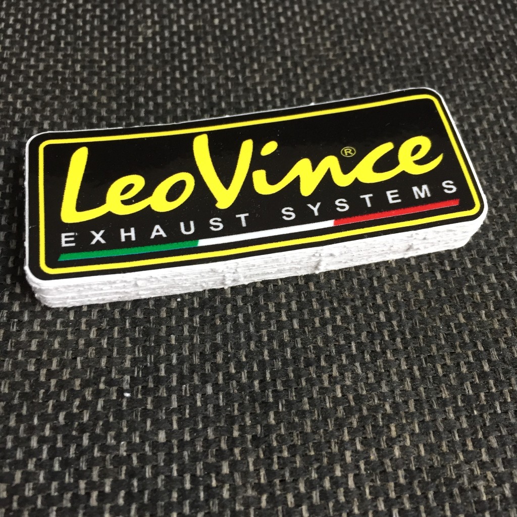LEOVINCE nền đen[7.5x3cm] decal cao cấp chống nước, sắc nét, bền màu, dính chặt. Hình dán logo trang trí mọi nơi