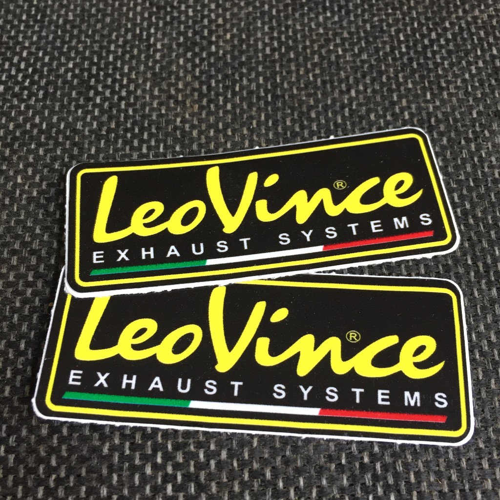 LEOVINCE nền đen[7.5x3cm] decal cao cấp chống nước, sắc nét, bền màu, dính chặt. Hình dán logo trang trí mọi nơi