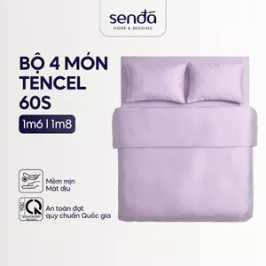Bộ chăn ga gối 4 món Lụa Tencel Sen Đá Home Bedding cao cấp trơn màu, Set drap giường nệm 1m6 1m8 Lyocell Satin 60S