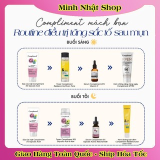 Sữa rửa mặt Compliment 5% Glycolic Acid làm sạch và dưỡng sáng da 150ml của Nga