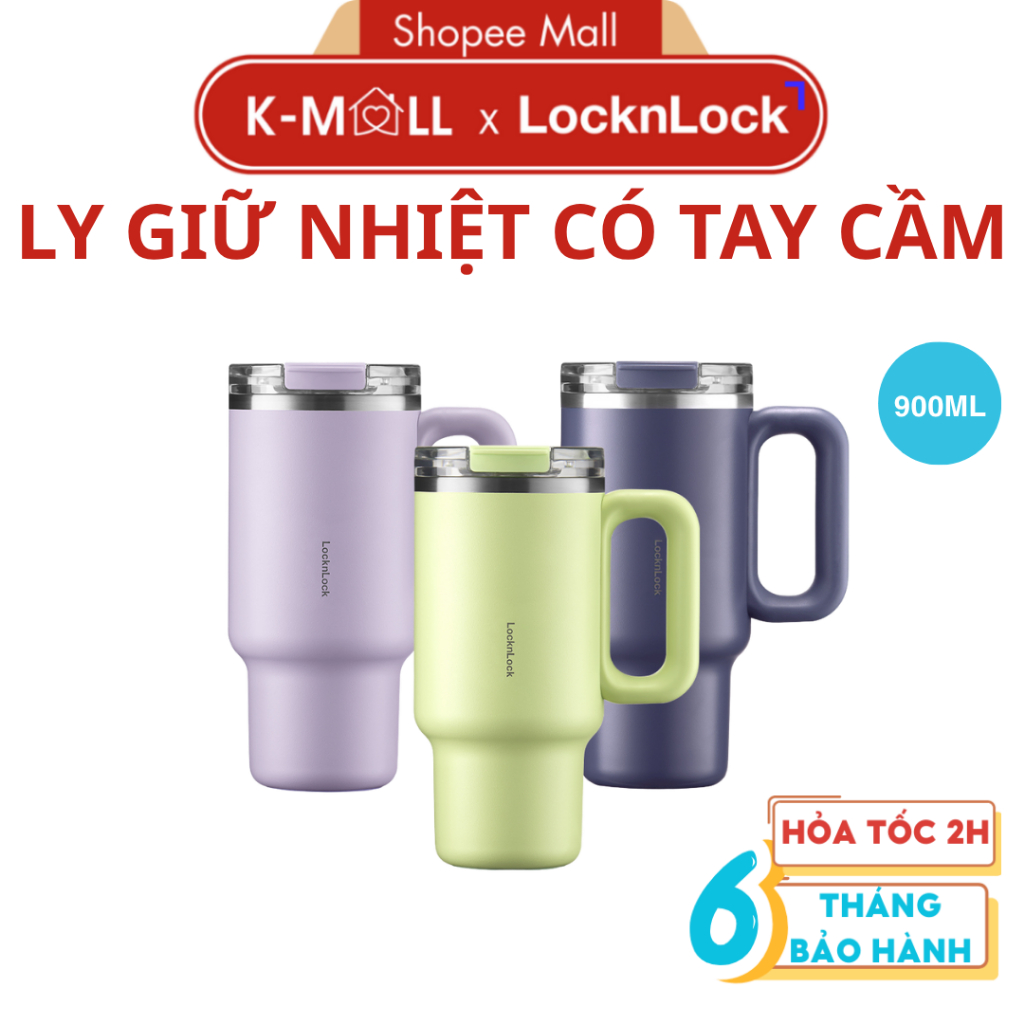 Ly Giữ Nhiệt LocknLock Balance Grip Tumbler LHC4397 Dung Tích 900ml, 3 Màu, Có Tay Cầm - K-MALL