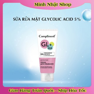 Sữa rửa mặt Compliment 5% Glycolic Acid làm sạch và dưỡng sáng da 150ml của Nga