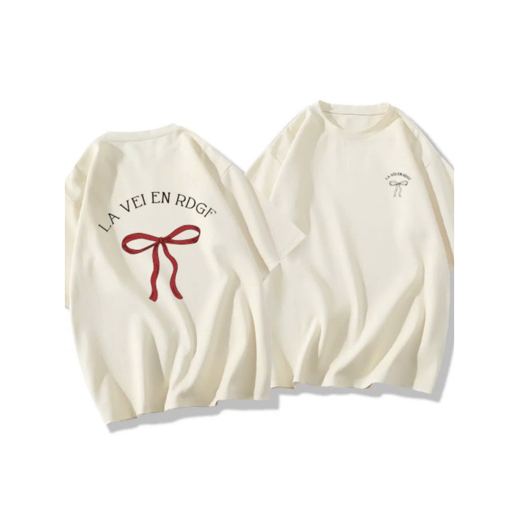 Áo thun nữ ngắn tay dáng rộng in hình Nơ hottrend JULY FASHION, Áo thun nữ in hình chất thun Cotton dày dặn mát mẻ