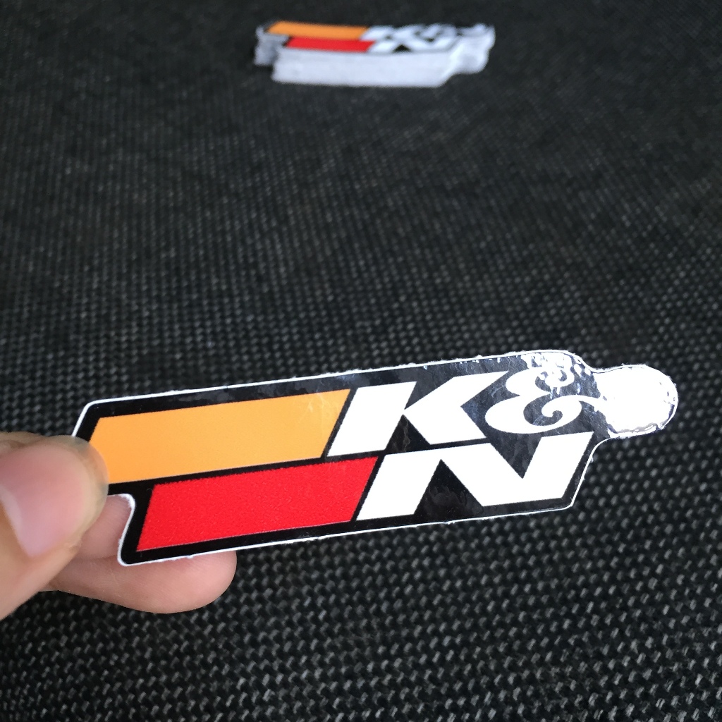 K&N [7.7x2.1cm] decal cao cấp chống nước, sắc nét, bền màu, dính chặt. Hình dán logo trang trí mọi nơi, in theo yêu cầu